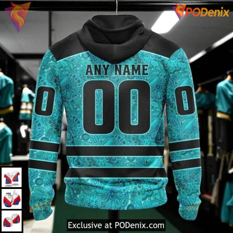 Fight Ovarian Cancer Awareness Custom NHL San Jose Sharks Womens Hoodie 3D - 1