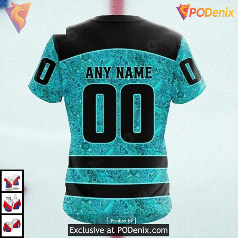 Fight Ovarian Cancer Awareness Custom NHL San Jose Sharks Womens Hoodie 3D - 3