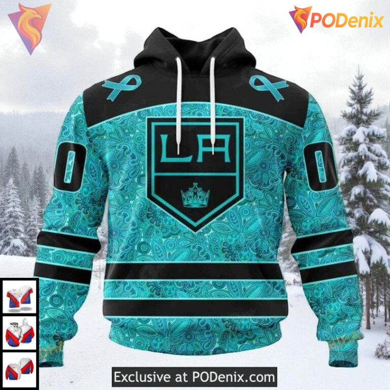 Fight Ovarian Cancer Awareness Custom Vintage Los Angeles Kings Hoodie NHL 3D