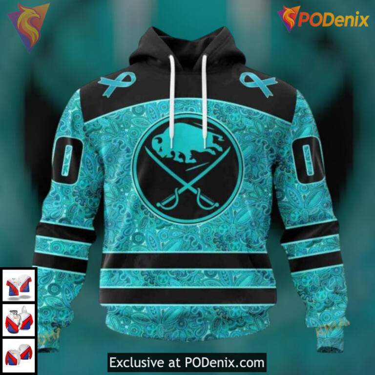 Fight Ovarian Cancer Awareness NHL Buffalo Sabres Sweatshirt Hoodie 3D Design
