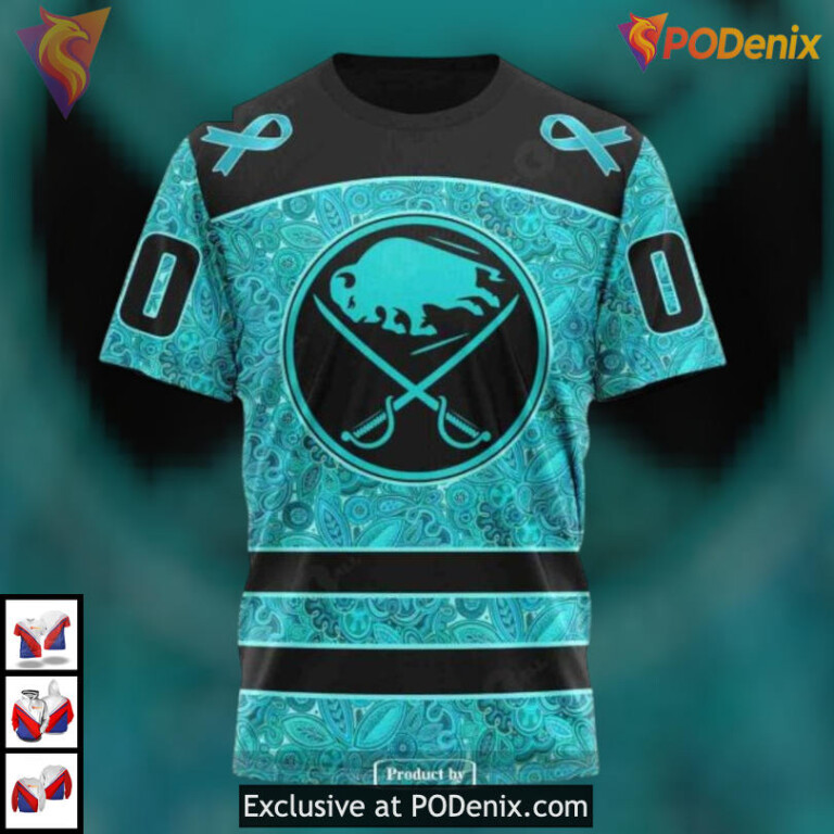 Fight Ovarian Cancer Awareness NHL Buffalo Sabres Sweatshirt Hoodie 3D Design - 2