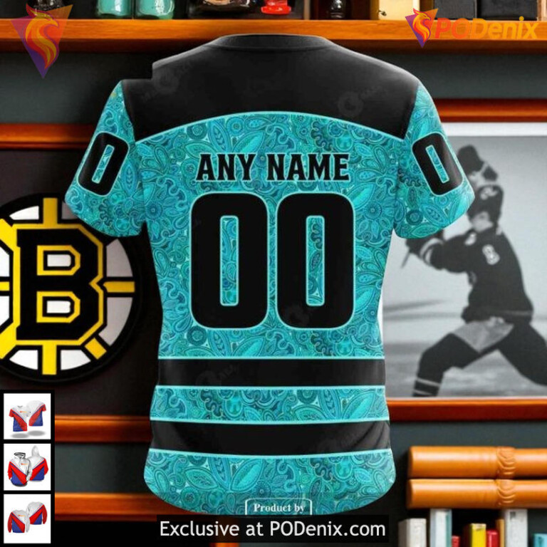 Fight Ovarian Cancer Boston Bruins Hoodie 3D Custom NHL Awareness Shirt Edition - 3