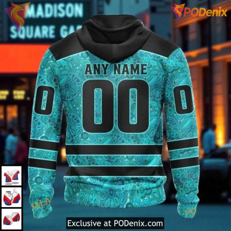 Fight Ovarian Cancer Retro New York Rangers Hoodie, Custom NHL 3D Shirt - 1