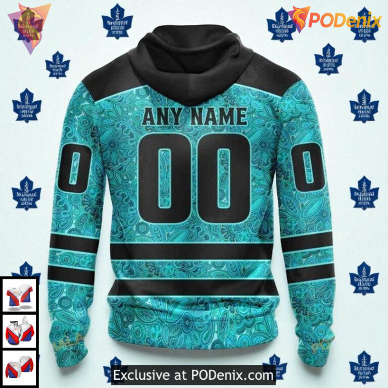 Fight Ovarian Cancer Toronto Maple Leafs Custom Number Hoodie, NHL 3D Awareness - 1