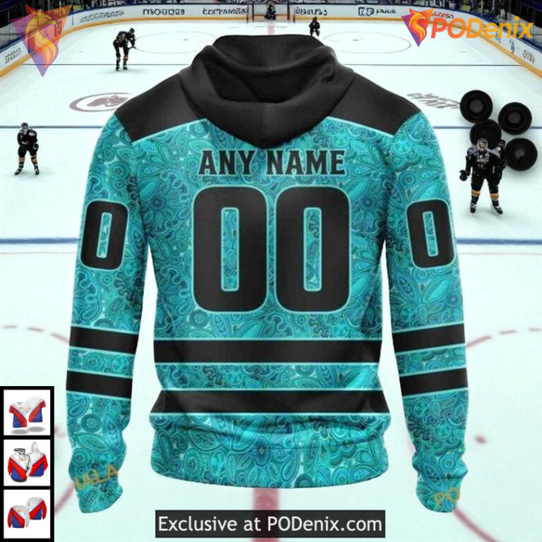Fight Ovarian Cancer Tribute Design Custom San Jose Sharks Zip Up Hoodie 3D - 1
