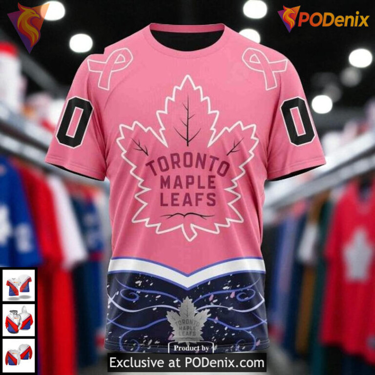 Fights Cancer Custom NHL Toronto Maple Leafs Full Print Hoodie, Awareness 3D Style - 2