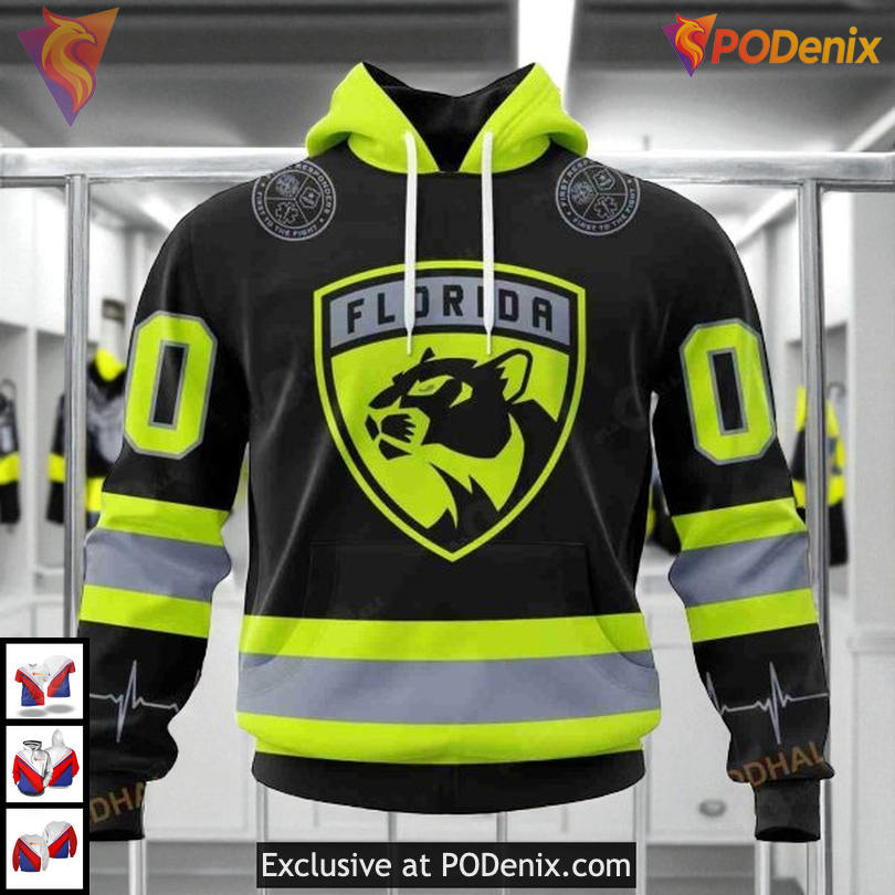 Firefighter Uniform Tribute Custom Florida Panthers Pullover Hoodie NHL 3D