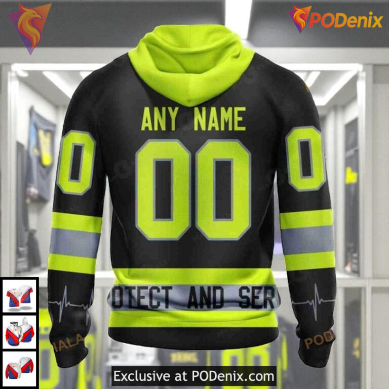 Firefighter Uniform Tribute Custom Florida Panthers Pullover Hoodie NHL 3D - 2