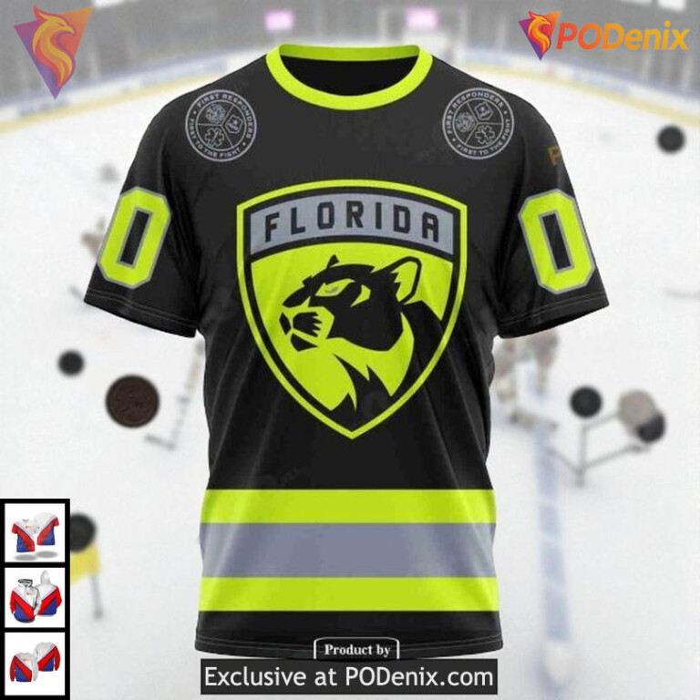 Firefighter Uniform Tribute Custom Florida Panthers Pullover Hoodie NHL 3D - 3