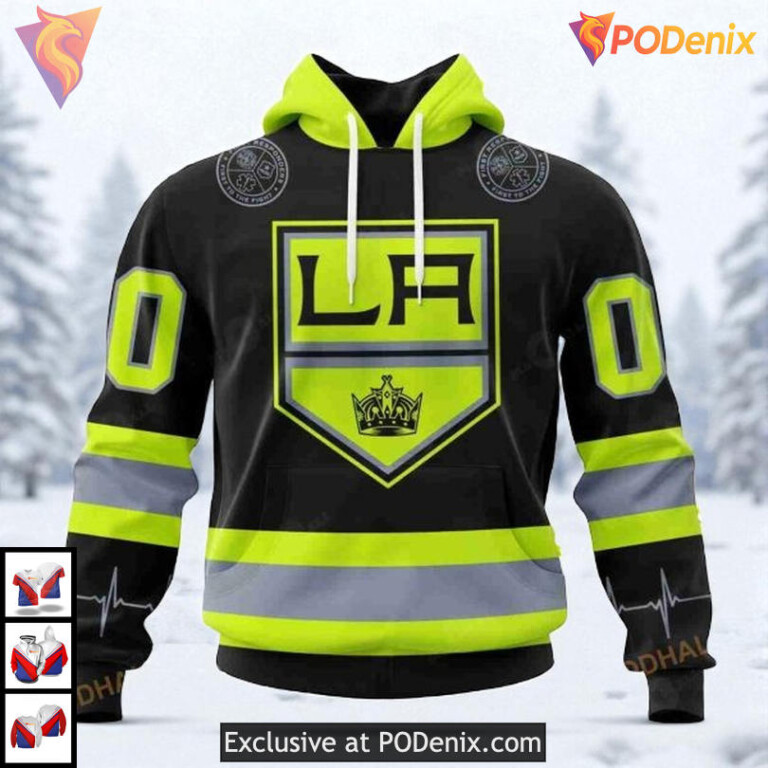 Firefighter Uniform Tribute Design Custom Los Angeles Kings Sweatshirt Hoodie NHL 3D
