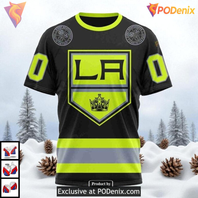 Firefighter Uniform Tribute Design Custom Los Angeles Kings Sweatshirt Hoodie NHL 3D - 3
