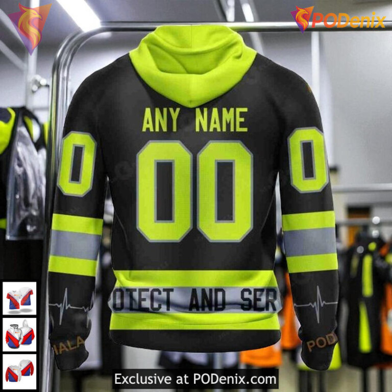 Firefighter Uniform Tribute Design NHL Edmonton Oilers Full Print Hoodie 3D - 2