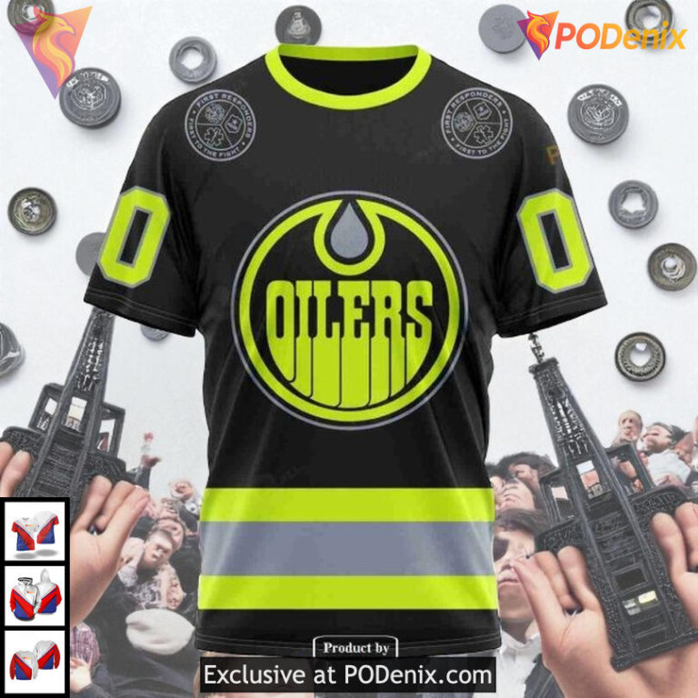 Firefighter Uniform Tribute Design NHL Edmonton Oilers Full Print Hoodie 3D - 3