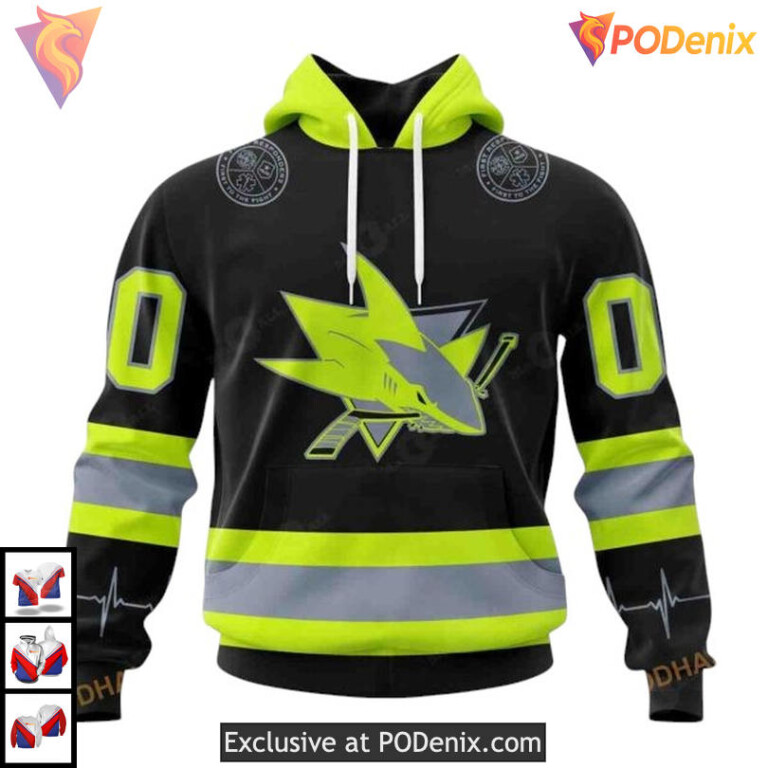 Firefighter Uniform Tribute Style Custom San Jose Sharks Personalized 3D Hoodie