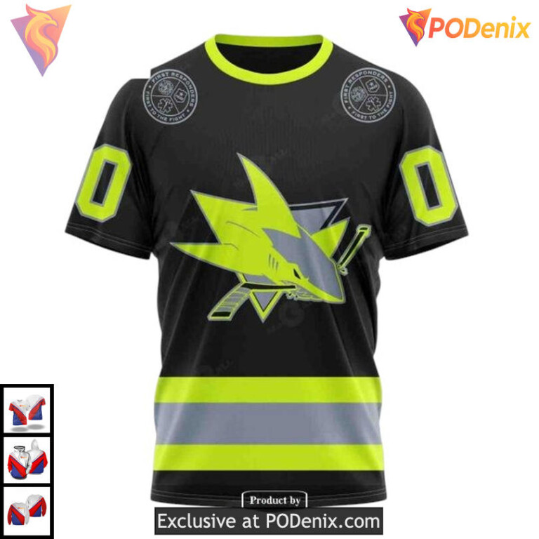 Firefighter Uniform Tribute Style Custom San Jose Sharks Personalized 3D Hoodie - 2