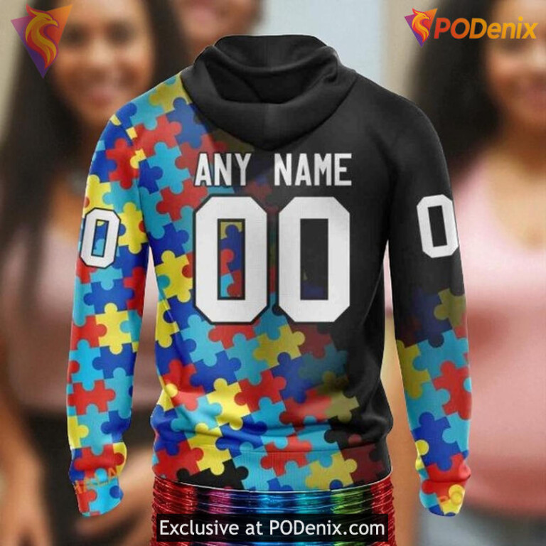 Flyers Custom 3D Hoodie, Black Autism Awareness NHL Special Design - 1