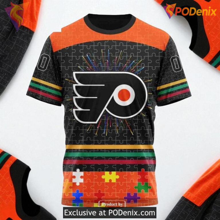 Flyers Custom 3D Hoodie Fearless Against Autism NHL Shirt Style - 2