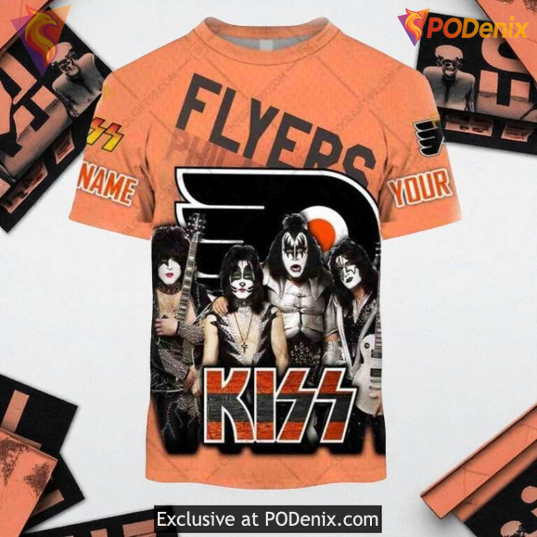 Flyers Custom 3D Hoodie, Kiss Band Style NHL Graphic Design 2025 - 1