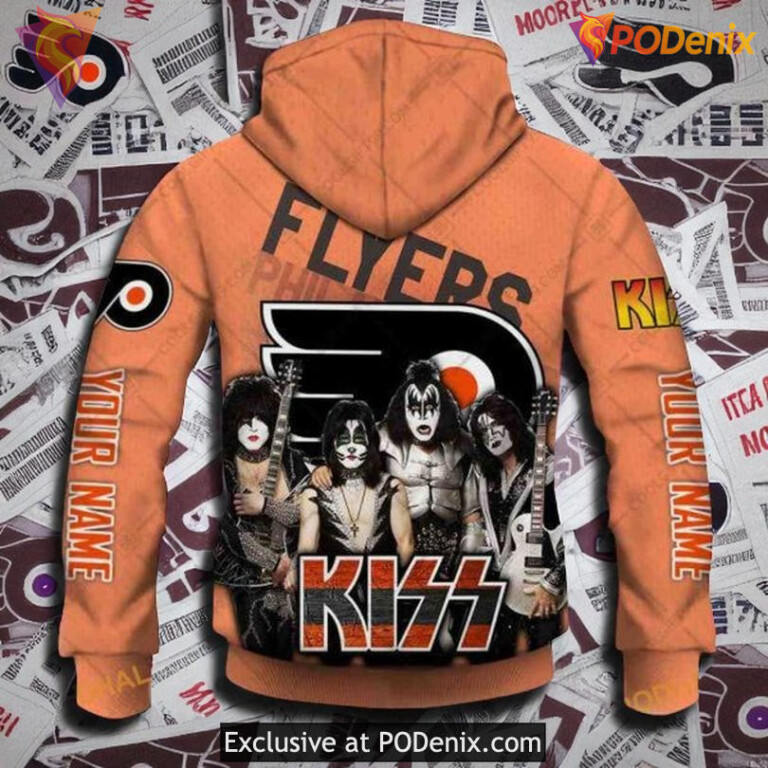 Flyers Custom 3D Hoodie, Kiss Band Style NHL Graphic Design 2025 - 2