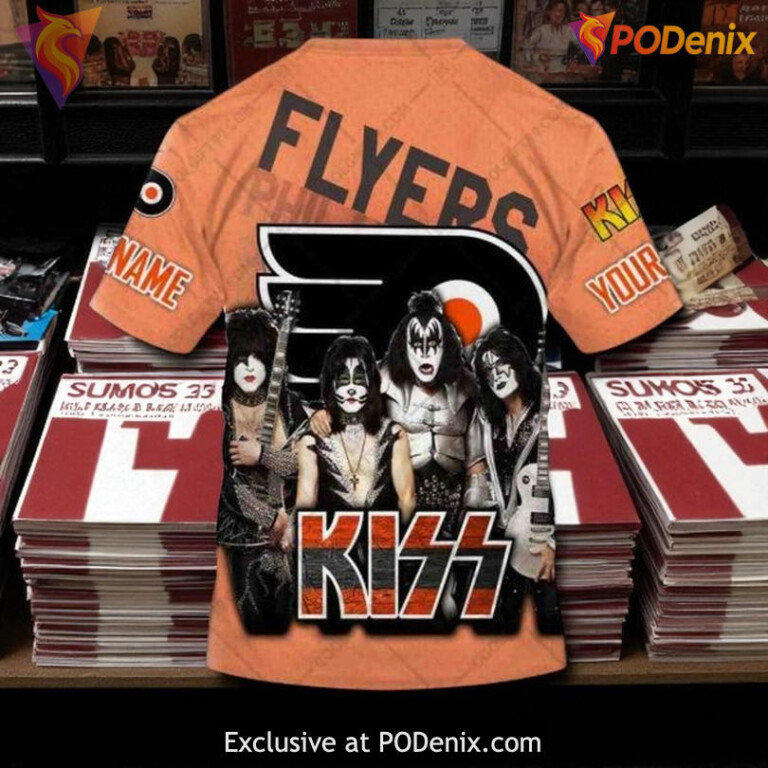 Flyers Custom 3D Hoodie, Kiss Band Style NHL Graphic Design 2025 - 3