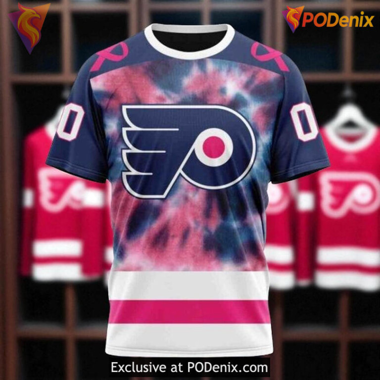 Flyers Custom 3D Hoodie Pink October Fight Breast Cancer NHL Style - 2