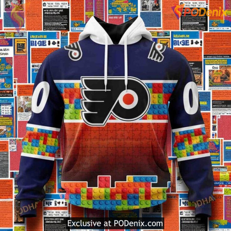 Flyers Custom 3D Hoodie, Puzzle Gradient Full Color NHL Concept