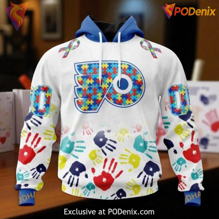 Flyers Full Print Hoodie 3D, Autism Awareness Custom NHL Graphic Design