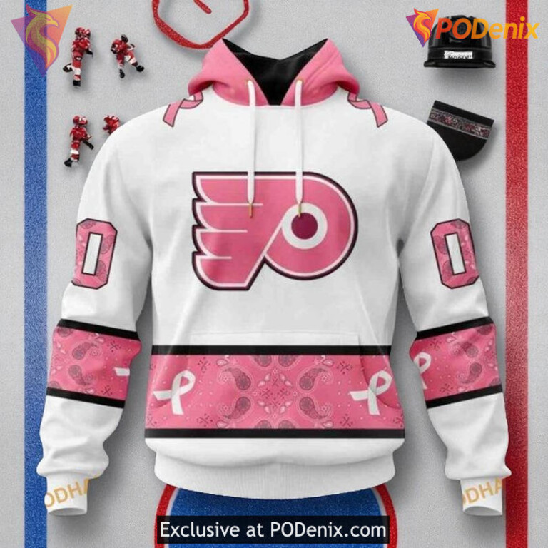 Flyers Full Print Hoodie 3D Pink Breast Cancer Awareness NHL Shirt