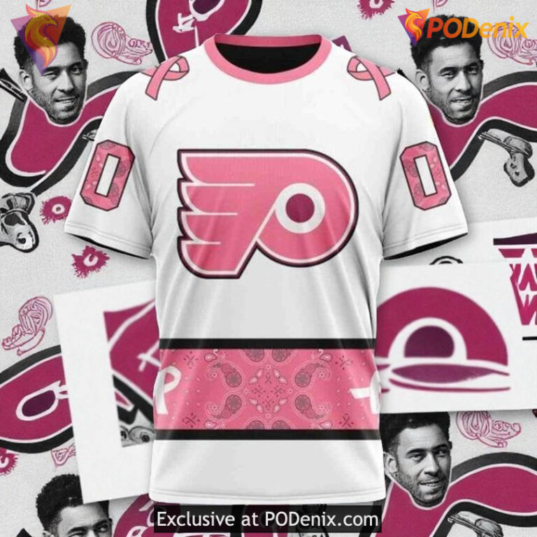 Flyers Full Print Hoodie 3D Pink Breast Cancer Awareness NHL Shirt - 2