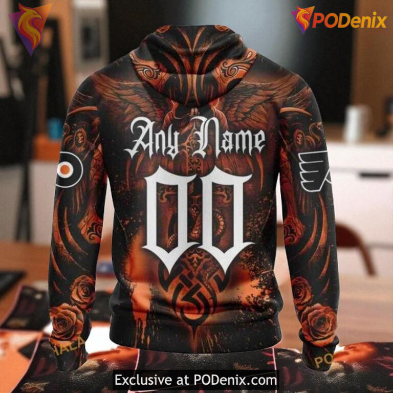 Flyers Full Print Hoodie 3D, Skull Art Custom NHL Graphic Pullover - 1