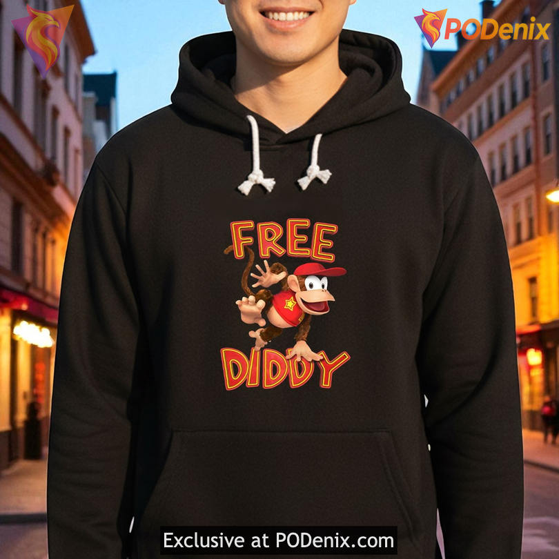 Free Diddy Shirt funny monkey graphic, retro gaming inspired design Free Diddy Shirt funny monkey graphic, retro gaming inspired design