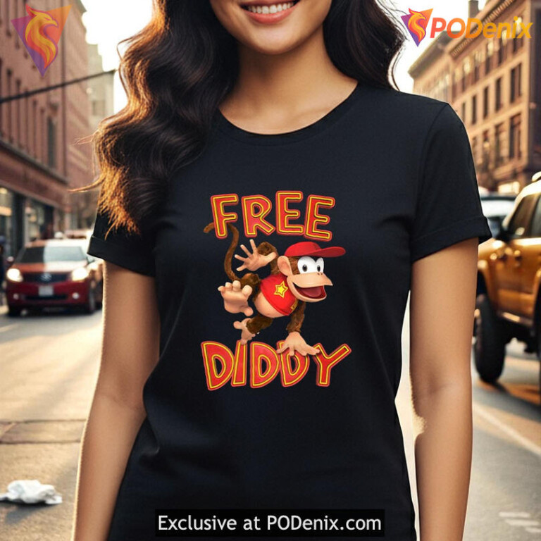 Free Diddy Shirt funny monkey graphic, retro gaming inspired design - 3