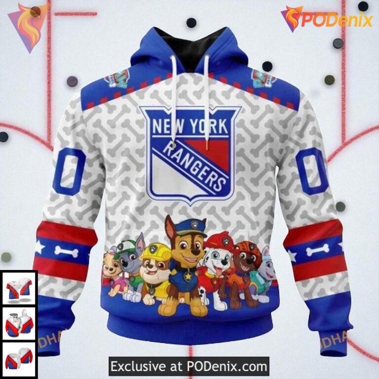 Fun Paw Patrol Cartoon Edition With A Vintage New York Rangers Hoodie Custom 3D