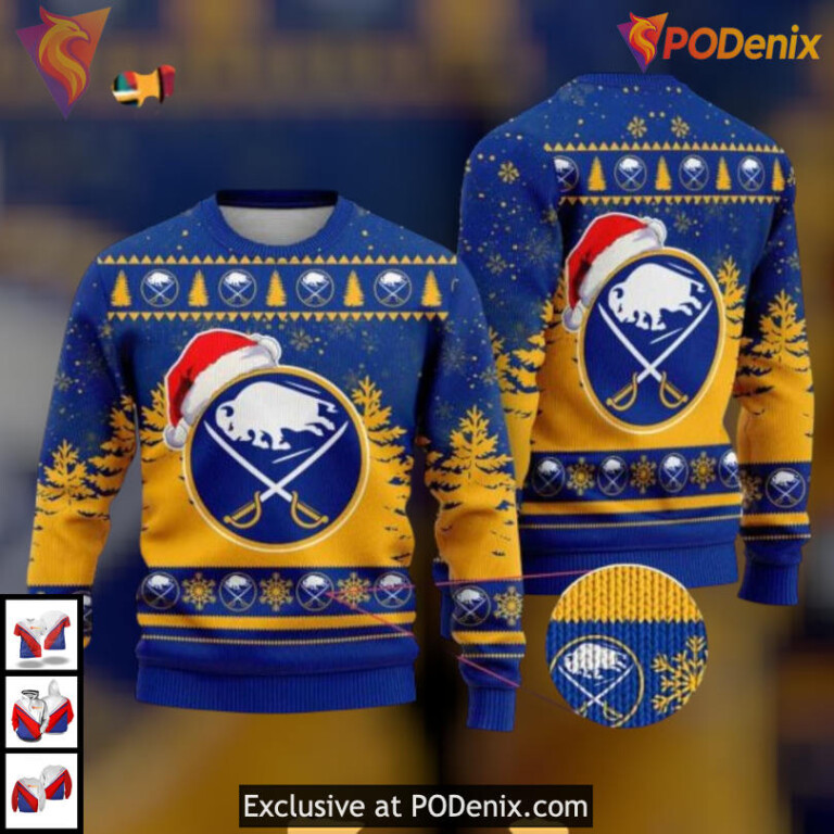 Funny Christmas Sweater Gift NHL Buffalo Sabres Youth Hoodie 3D Holiday Idea - 1