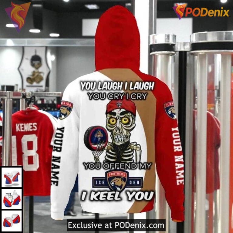 Funny Quote You Laugh I Cry Design Custom Florida Panthers Hoodie NHL 3D - 2