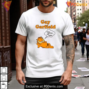Gay Garfield funny meme shirt, retro comic design with lasagna and cock quote - 1