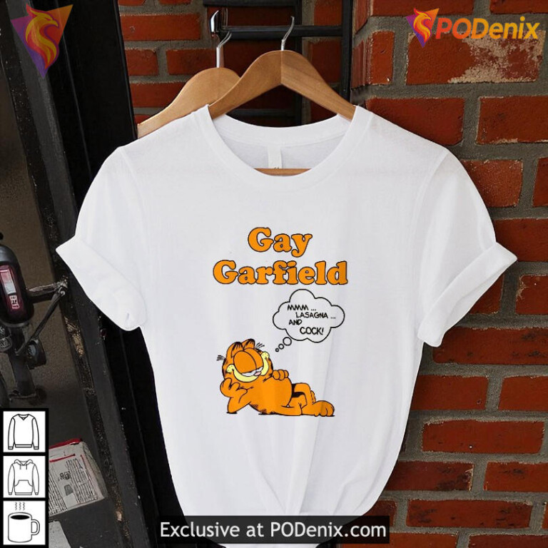 Gay Garfield funny meme shirt, retro comic design with lasagna and cock quote - 2