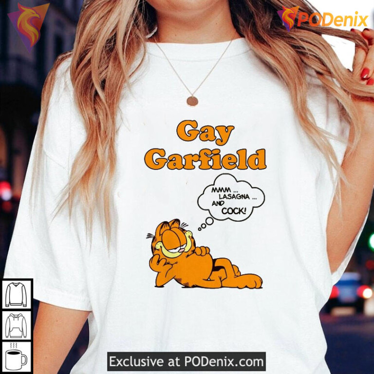 Gay Garfield funny meme shirt, retro comic design with lasagna and cock quote - 3
