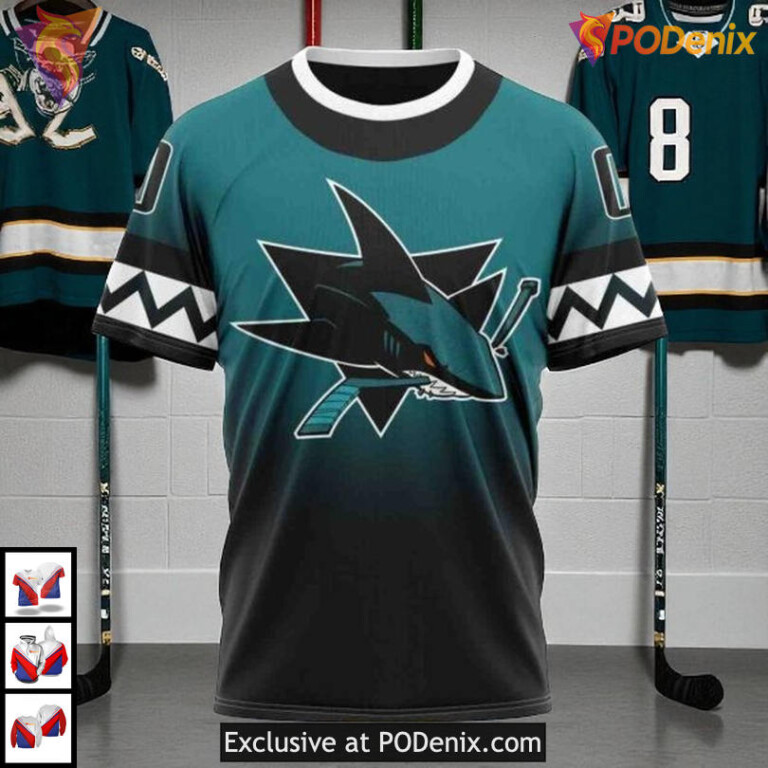 Gradient Series Concept Style Custom Vintage San Jose Sharks Hoodie 3D - 2