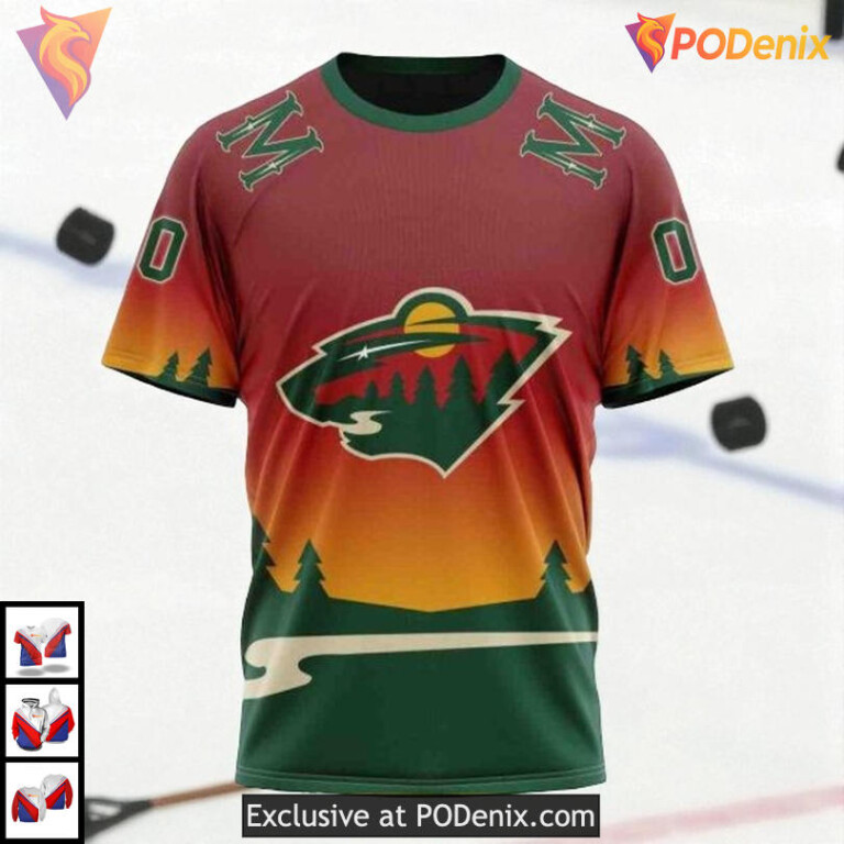 Gradient Series New Concept NHL Minnesota Wild Youth Hoodie Custom 3D - 2