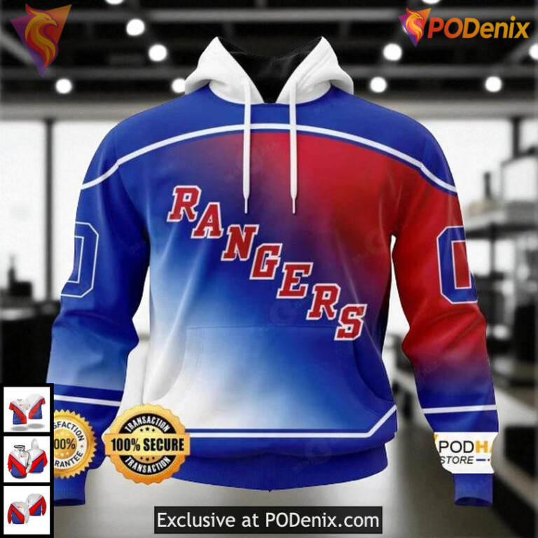 Gradient Style Sweatshirt Personalized Custom Name New York Rangers Hoodie 3D
