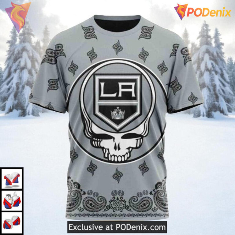 Grateful Dead Band Concept Custom Los Angeles Kings Sweatshirt Hoodie NHL 3D - 2