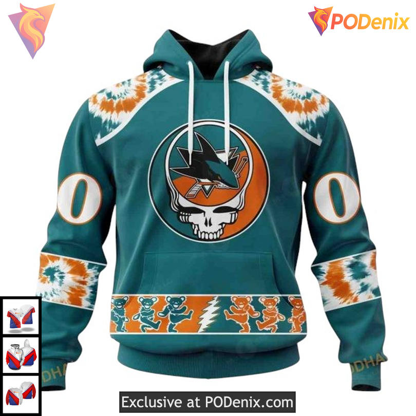 Grateful Dead Band Inspired Artwork Custom San Jose Sharks Full Print Hoodie 3D