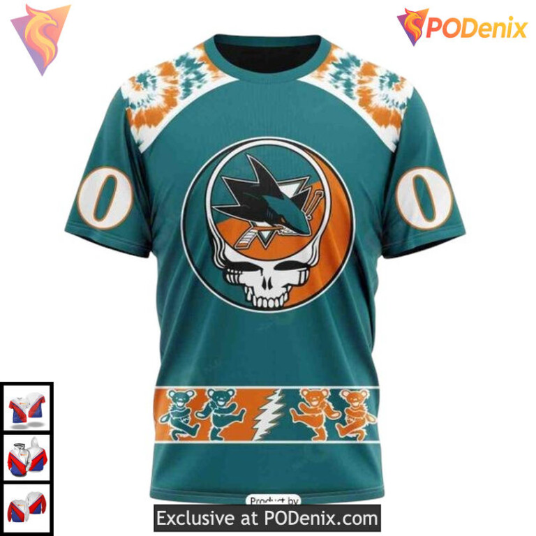 Grateful Dead Band Inspired Artwork Custom San Jose Sharks Full Print Hoodie 3D - 2