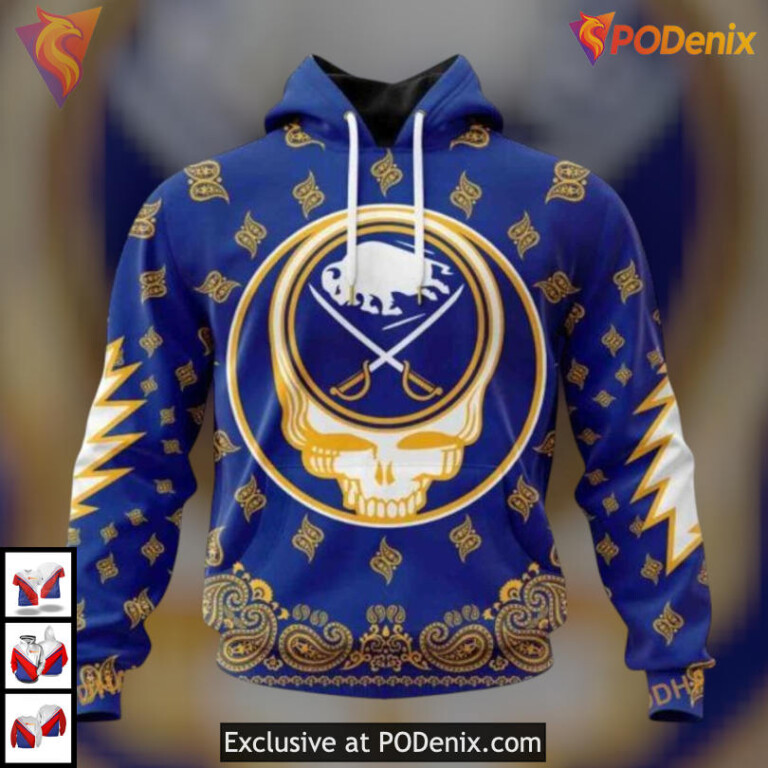 Grateful Dead Band Inspired Artwork NHL Buffalo Sabres Pullover Hoodie 3D Design