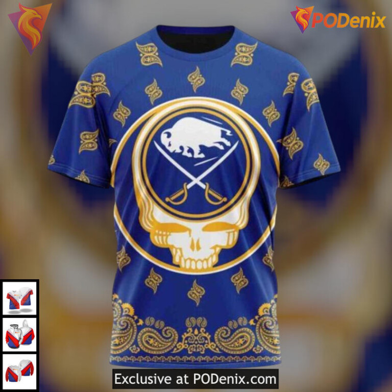 Grateful Dead Band Inspired Artwork NHL Buffalo Sabres Pullover Hoodie 3D Design - 2
