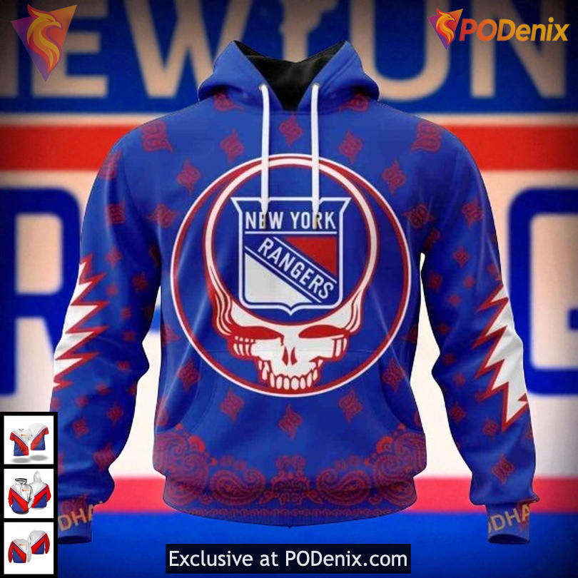 Grateful Dead Custom Design New York Rangers Sweatshirt Hoodie, NHL 3D Style
