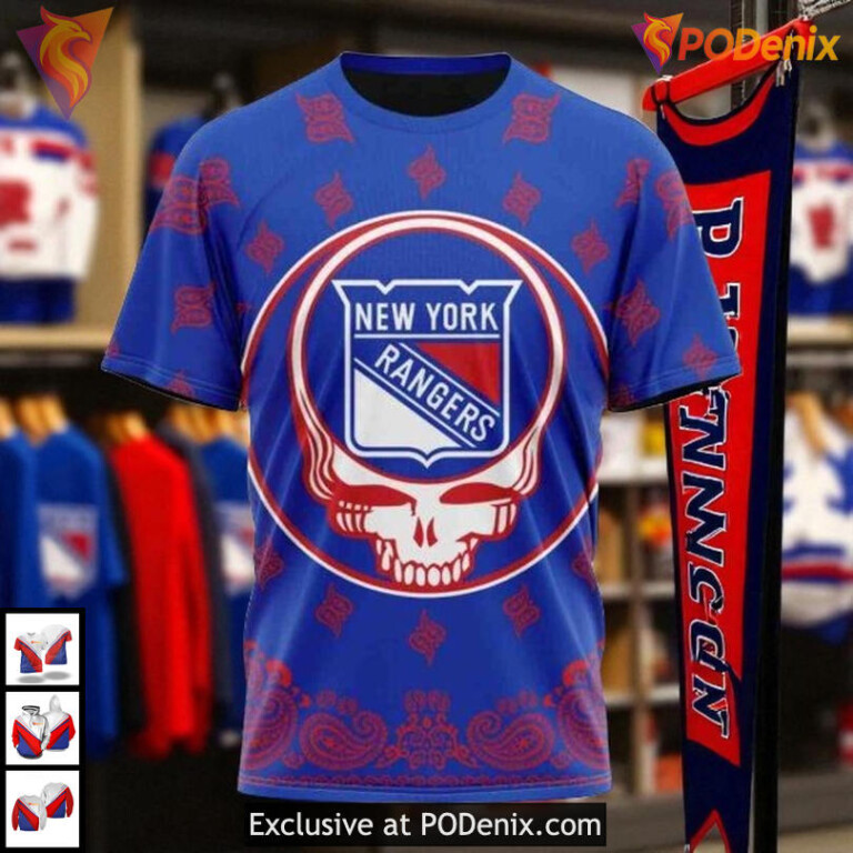 Grateful Dead Custom Design New York Rangers Sweatshirt Hoodie, NHL 3D Style - 2