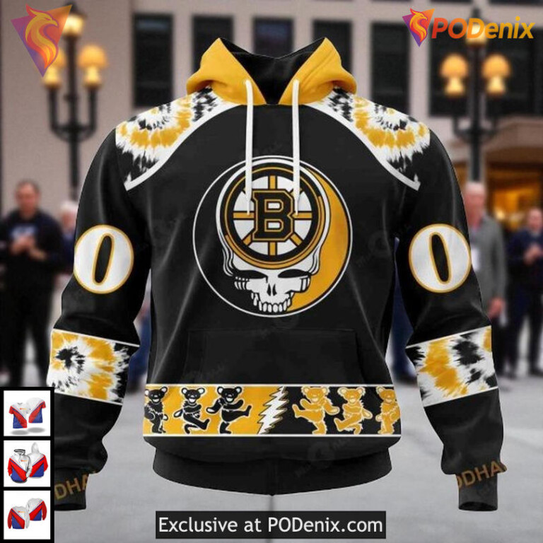 Grateful Dead Design NHL Boston Bruins Vintage Hoodie 3D Shirt Edition