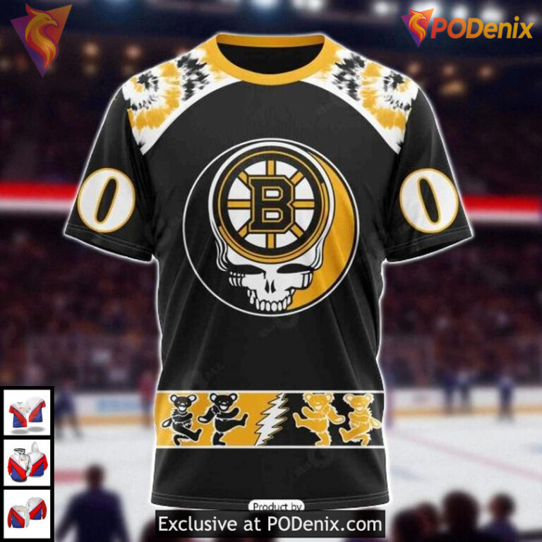 Grateful Dead Design NHL Boston Bruins Vintage Hoodie 3D Shirt Edition - 2